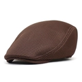 Detail of coffee brown breathable mesh flat cap with fine honeycomb texture - M(56-58cm) / Coffee