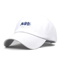 Gorra de béisbol clásica de algodón blanco con bordado ALLDAY azul y visera curvada - Ajustable / Blanco