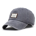Dettaglio cappellino da baseball grigio scuro in cotone con toppa vintage e scritte - Grigio