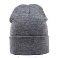 Classic dark grey ribbed knit beanie for men and women featuring a wide cuffed warm winter design - One Size / Heather Gray