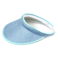 Close-up detail of light blue woven sun visor with breathable linen texture and sweatband - M / Light Blue