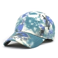 Top view of a cotton tie-dye baseball cap with blue and green street style pattern - Adjustable / Blue Green White Tie-dye