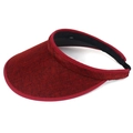 Detailed close-up of the red knit linen texture and curved visor on the sun hat - M / Burgundy