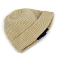 Beige waffle knit beanie hat with ribbed cuff for women, streetwear style skull cap - Adjustable / Beige