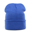 Detailed close-up showing the royal blue knitted texture and cuffed design of the beanie - One Size / Denim Blue