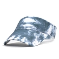 Detail showing blue and white tie-dye fabric and parallel stitching on visor cap - Adjustable / Off-White