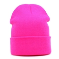 Detailed view of neon pink ribbed knit beanie showing high-quality fabric texture - One Size / Rose Red