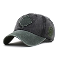 Vintage washed cotton baseball cap with green maple leaf patch and Canada embroidery - Adjustable / Black and Green