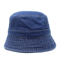 Bob classique en denim bleu délavé avec surpiqûres contrastées et œillets en métal - M(56-58cm) / Bleu foncé