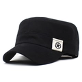 Berretto militare a testa piatta in cotone nero regolabile con patch stella sportivo - Regolabile / Nero