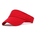Solid red cotton sun visor hat with adjustable strap for outdoor sports and tennis - Adjustable / Red