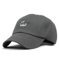 Dark grey cotton baseball cap featuring a white embroidered smile face and Smile text - Adjustable / Gray