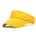 Solid bright yellow cotton sun visor hat for men and women featuring reinforced stitching - Adjustable / Yellow