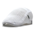 White breathable mesh newsboy cap for summer sports with adjustable metal buckle strap - Adjustable / White