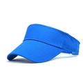Solid blue cotton sun visor hat with curved brim and breathable open top design - Adjustable / Blue