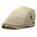 Men's breathable khaki mesh beret with SPORTS label for summer outdoor sun protection - Adjustable / Khaki