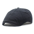 Close-up of black newsboy cap showing cotton twill texture and decorative top button - Adjustable / Black