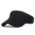 Minimalist solid black cotton sun visor hat for outdoor sports and tennis - Adjustable / Black