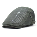 Detail of army green sports beret showing breathable mesh fabric and adjustable metal buckle - Adjustable / Gray