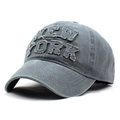 Berretto da baseball vintage in cotone lavato grigio scuro con ricamo New York - Grigio