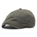 Detail of olive green canvas newsboy cap showing stitched panels and fabric texture - Adjustable / Green