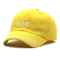 Close-up of a yellow baby baseball cap with crown embroidery and Papa Te Amo text - Approx. 52cm / Yellow