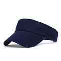 Navy blue breathable cotton sun visor hat with reinforced brim for outdoor sports - Adjustable / Navy Blue