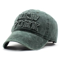 Vintage Baseballkappe aus gewaschener Baumwolle mit New York Patch Stickerei in Dunkelgrau - Grün