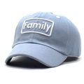 Adjustable light blue cotton baseball cap for kids with white Family embroidery patch - Approx. 52cm / Blue