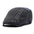 Men's breathable dark grey mesh beret hat with adjustable fit and embroidery - Adjustable / Gray