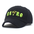 Casquette enfant en coton noir avec broderie rétro verte et dessin de petit chien - Taille unique / Noir