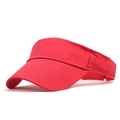 Solid red cotton sport sun visor hat for men and women featuring reinforced brim stitching - Adjustable / Watermelon red