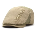Men's khaki breathable mesh beret with adjustable strap and embroidery detail - Adjustable / Beige