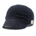Dettaglio dell'etichetta laterale con inserti arancioni sul cappellino in cotone nero - Regolabile / Nero