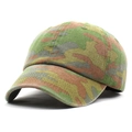 Detail of classic jungle camouflage cotton baseball cap with reinforced stitching lines - Green
