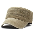 Berretto militare piatto in cotone lavato verde militare da uomo, cappello parasole sport - Regolabile / Cachi