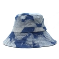 Tie-dye τζιν καπέλο ηλίου για άνδρες και γυναίκες με vintage μπλε και γκρι υφή πλύσης - M(56-58cm) / Σκούρο μπλε