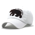 White cotton baseball cap with embroidered Yellowstone National Park bear logo on the front - Adjustable / White
