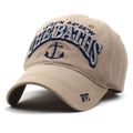 Khaki Baumwoll-Baseballkappe mit 3D-Stickerei THE BATHS Logo und Marineanker - Verstellbar / Khaki