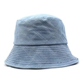 Close-up of light blue denim bucket hat showing cross-hatch texture and parallel stitching - M (56-58cm) / Washed Denim Light Blue Style / Light Blue