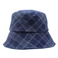 Classic dark blue checkered bucket hat made of durable washed canvas for sun protection - M (56-58cm) / Dark Blue Plaid Style / Dark Blue