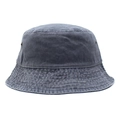 Detail of washed blue cotton bucket hat featuring ventilation eyelets and stitched brim - M / Gray