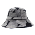Unisex καπέλο bucket tie-dye σε μαύρο και γκρι με καπιτονέ γείσο για αντηλιακή προστασία - M(56-58cm) / Μαύρο