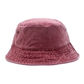 Detail view of burgundy washed cotton bucket hat with parallel stitched brim and metal eyelet - M / Burgundy