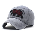 Vintage grey cotton baseball cap with Yellowstone National Park bear embroidery design - Adjustable / Gray