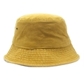 Detalle de sombrero de pescador en algodón amarillo mostaza con ojales y costuras del ala - M / Amarillo
