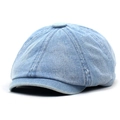 Berretto newsboy classico in denim azzurro con cuciture vintage e visiera corta curva - M(56-58cm) / Azzurro