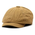 Detail der mehrteiligen Nähte und Knopfleiste einer Retro-Baumwoll-Schirmmütze für Herren - M (56-58cm) / Khaki