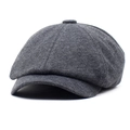 Gorra clásica tipo newsboy gris oscuro en mezcla de lana con diseño de ocho paneles - M (56-58cm) / Gris