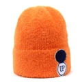 Oranje pluizige gebreide muts met UP-patch voor dames, warme wintermuts van imitatiebont - Eén maat / Oranje
